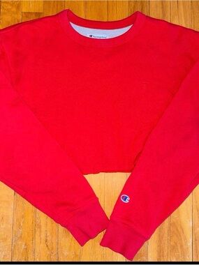 Champion Bright Red Cropped Crewneck Sweatshirt